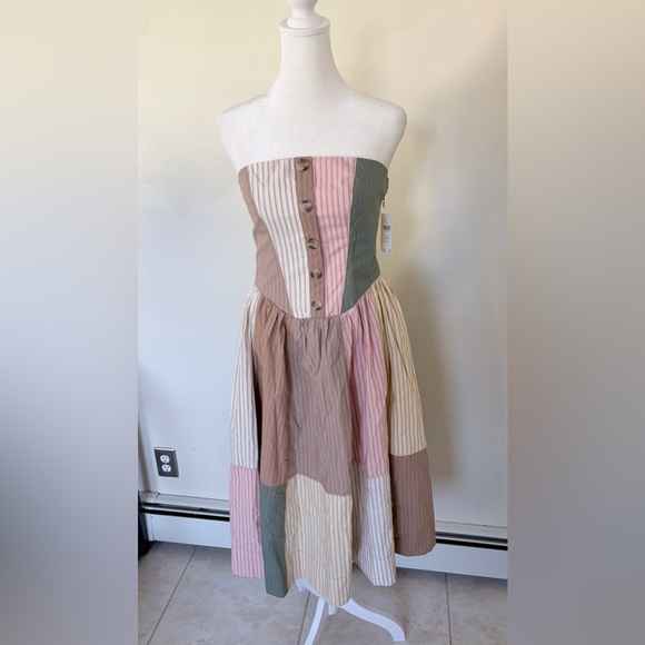 NWT $188 Anthropologie Maeve Strapless Drop-Waist A-Line Midi Dress XSP - Picture 4 of 12